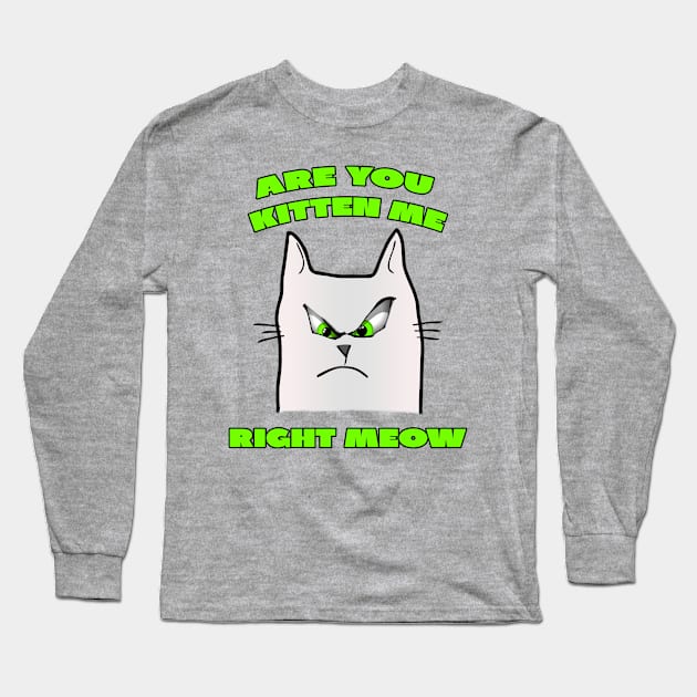 Are You Kitten Me Right Meow Long Sleeve T-Shirt by A T Design